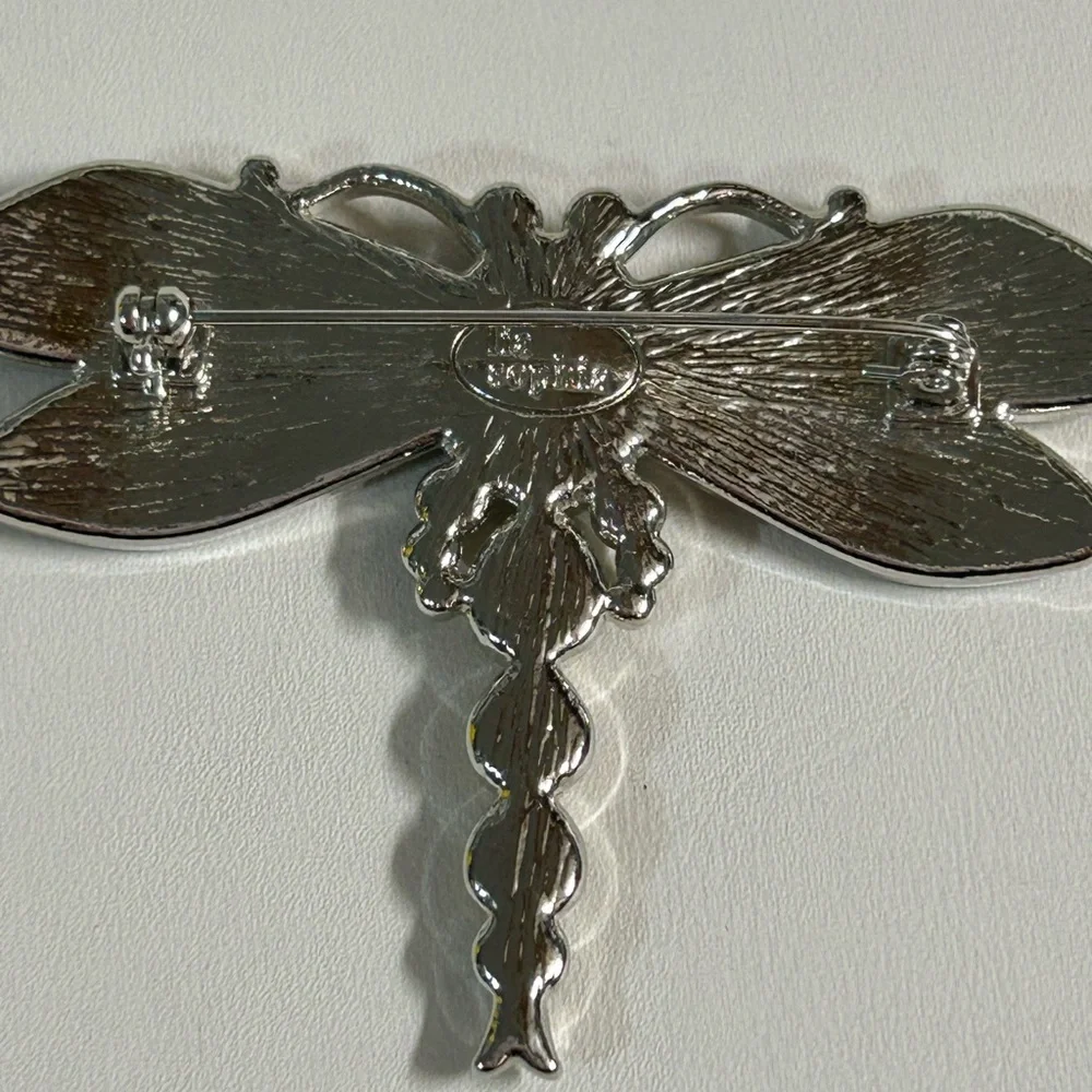 Pink Crystal Dragonfly Brooch LIA SOPHIA Glitterbug Pin Silver tone - Picture 2 of 4